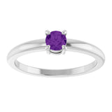 Platinum Round Natural Amethyst Solitaire Ring - view 8