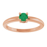 14K Gold Round Natural Emerald Solitaire Ring - Rose Gold - view 8