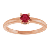 14K Gold Round Natural Ruby Solitaire Ring - Rose Gold - view 8