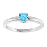 Platinum Round Natural Aquamarine Solitaire Ring - view 8