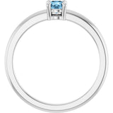 14K Gold Round Natural Sky Blue Topaz Solitaire Ring - White Gold - view 7