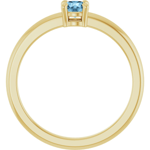 14K Gold Round Natural Sky Blue Topaz Solitaire Ring - Yellow Gold - view 7