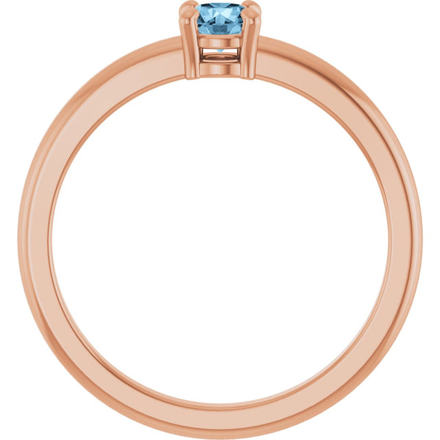 14K Gold Round Natural Sky Blue Topaz Solitaire Ring - Rose Gold - view 7