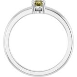 14K Gold Round Natural Green Sapphire Solitaire Ring - White Gold - view 7