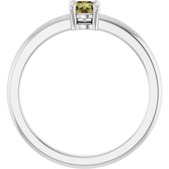Platinum Round Natural Green Sapphire Solitaire Ring - view 7
