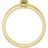 14K Gold Round Natural Green Sapphire Solitaire Ring - Yellow Gold - view 7