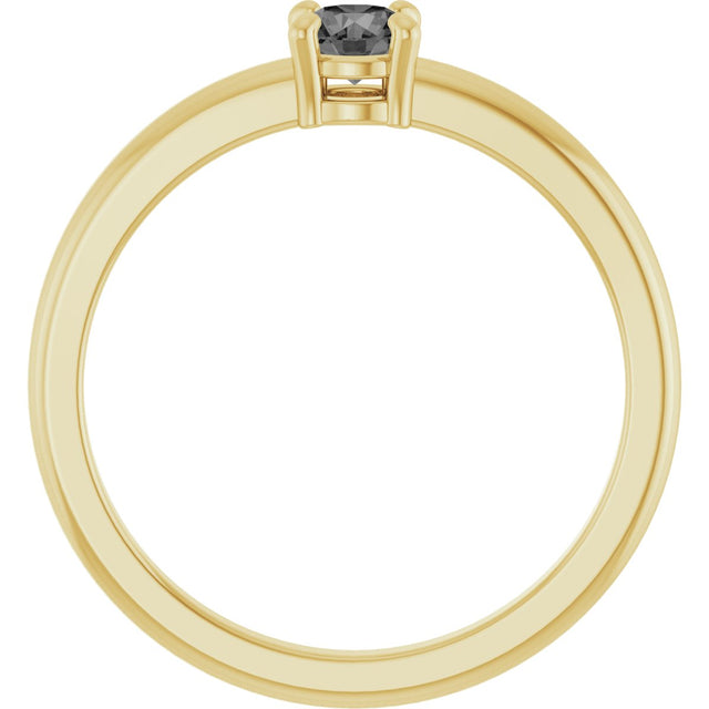 14K Gold Round Natural Gray Spinel Solitaire Ring - Yellow Gold - view 7