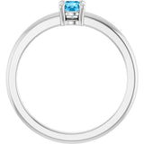 Platinum Round Natural Swiss Blue Topaz Solitaire Ring - view 7