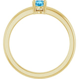14K Gold Round Natural Swiss Blue Topaz Solitaire Ring - Yellow Gold - view 7