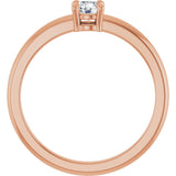 14K Gold Round Natural White Sapphire Solitaire Ring - Rose Gold - view 7
