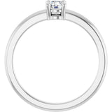 14K Gold Round Natural White Sapphire Solitaire Ring - White Gold - view 7