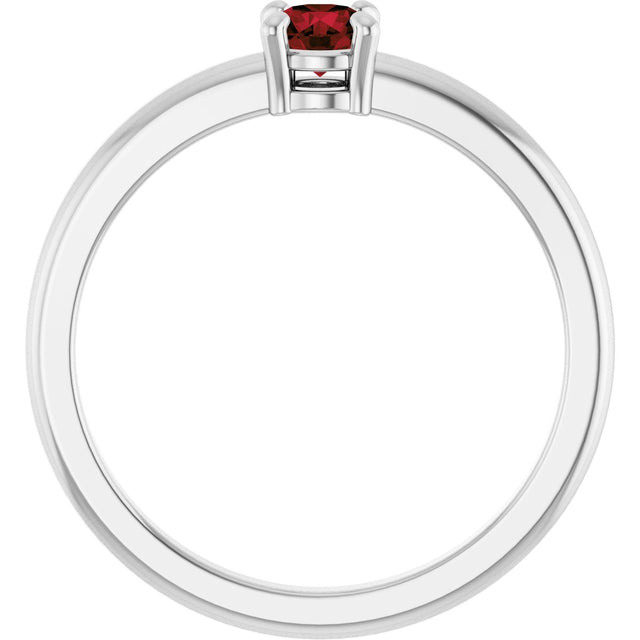 Platinum Round Natural Mozambique Garnet Solitaire Ring - view 7