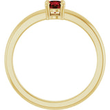 14K Gold Round Natural Mozambique Garnet Solitaire Ring - Yellow Gold - view 7