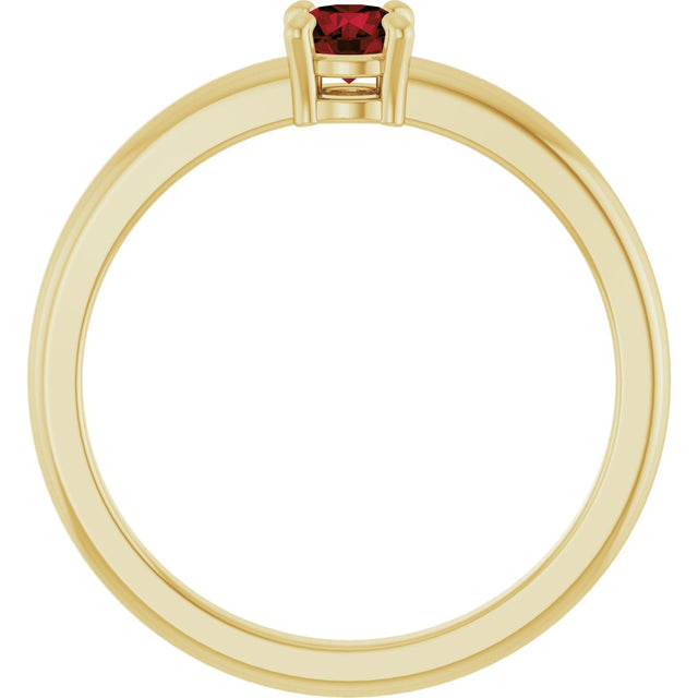 14K Gold Round Natural Mozambique Garnet Solitaire Ring - Yellow Gold - view 7