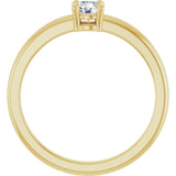 14K Gold Round Natural White Sapphire Solitaire Ring - Yellow Gold - view 7