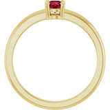 14K Gold Round Natural Ruby Solitaire Ring - Yellow Gold - view 7