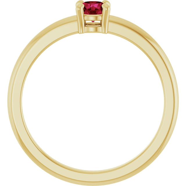 14K Gold Round Natural Ruby Solitaire Ring - Yellow Gold - view 7
