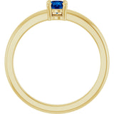 14K Gold Round Natural Blue Sapphire Solitaire Ring - Yellow Gold - view 7