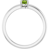Platinum Round Natural Peridot Solitaire Ring - view 7
