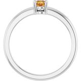 14K Gold Round Natural Citrine Solitaire Ring - White Gold - view 7