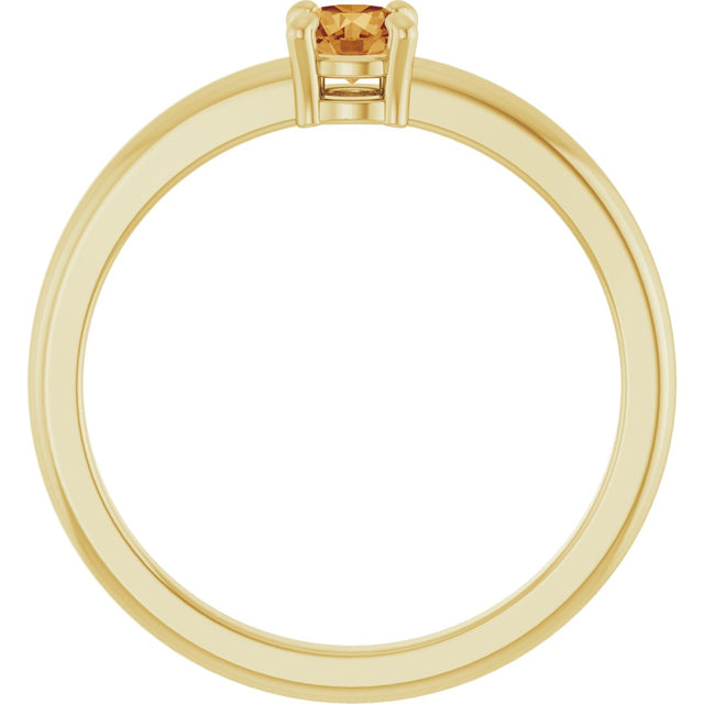 14K Gold Round Natural Citrine Solitaire Ring - Yellow Gold - view 7