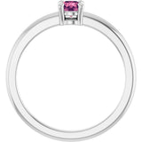 14K Gold Round Natural Pink Tourmaline Solitaire Ring - White Gold - view 7