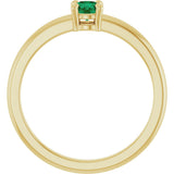 14K Gold Round Natural Emerald Solitaire Ring - Yellow Gold - view 7