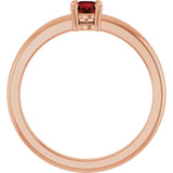 14K Gold Round Natural Mozambique Garnet Solitaire Ring - Rose Gold - view 7