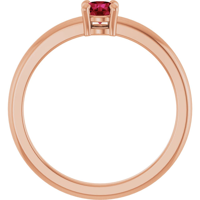 14K Gold Round Natural Ruby Solitaire Ring - Rose Gold - view 7