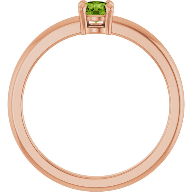 14K Gold Round Natural Peridot Solitaire Ring - Rose Gold - view 7