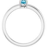 14K Gold Round Natural Aquamarine Solitaire Ring - White Gold - view 7