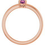 14K Gold Round Natural Pink Tourmaline Solitaire Ring - Rose Gold - view 7