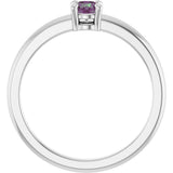 14K Gold Round Lab-Grown Alexandrite Solitaire Ring - White Gold - view 7