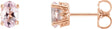 14K Gold Natural Pink Morganite Oval 4-Prong Scroll Setting Stud Earrings - Rose Gold