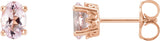 14K Gold Natural Pink Morganite Oval 4-Prong Scroll Setting Stud Earrings - Rose Gold