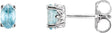 14K Gold Natural Blue Zircon Oval 4-Prong Scroll Setting Stud Earrings - White Gold