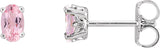 14K Gold Natural Pink Morganite Oval 4-Prong Scroll Setting Stud Earrings - White Gold