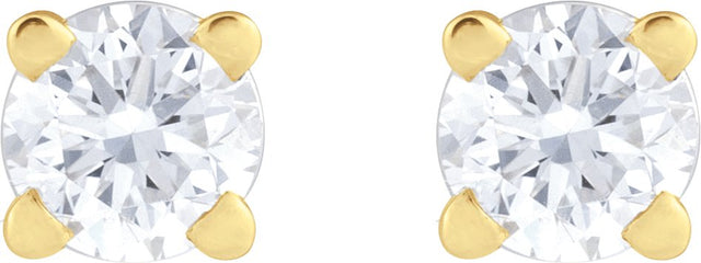 14K Gold Lab-Grown Diamond Round 4-Prong Lightweight Stud Earrings - Yellow Gold - view 5