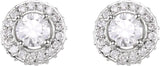 14K Gold Natural Diamond Round 4-Prong Halo-Style Earrings – 4.5-6.3mm Stones - view 4