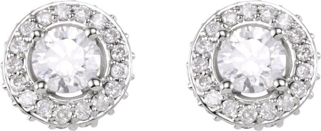 14K Gold Natural Diamond Round 4-Prong Halo-Style Earrings – 4.5-6.3mm Stones - view 4