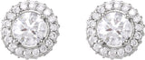 14K Gold Natural Diamond Round 4-Prong Halo-Style Earrings – 4.5-6.3mm Stones - view 4