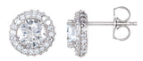14K Gold Natural Diamond Round 4-Prong Halo-Style Earrings – 4.5-6.3mm Stones - view 3