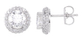 14K Gold Natural Diamond Round 4-Prong Halo-Style Earrings – 4.5-6.3mm Stones - view 3