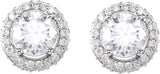 14K Gold Natural Diamond Round 4-Prong Halo-Style Earrings – 4.5-6.3mm Stones - view 4