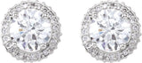14K Gold Natural Diamond Round 4-Prong Halo-Style Earrings – 4.5-6.3mm Stones - view 4