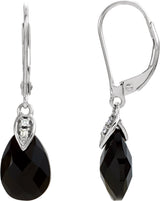 14K Gold Natural Briolette Onyx & Natural Diamond Accented Briolette Earrings