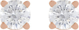 14K Gold Natural White Sapphire Round 4-Prong Lightweight Stud Earrings - Rose Gold - view 17