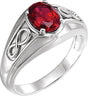 14K Gold Oval Lab-Grown Ruby Infinity Solitaire Ring - White Gold