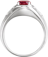 Platinum Oval Lab-Grown Ruby Infinity Solitaire Ring - view 2