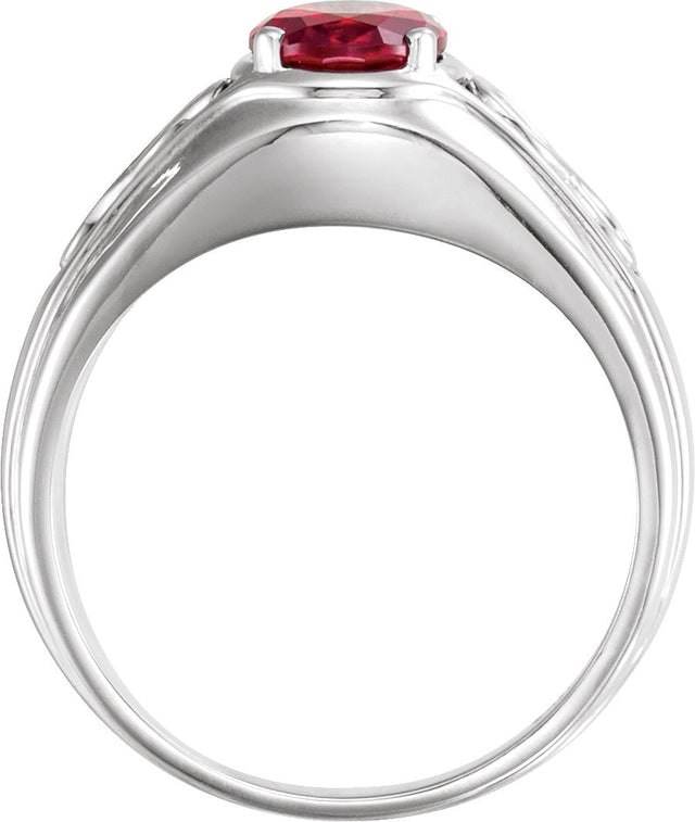 Platinum Oval Lab-Grown Ruby Infinity Solitaire Ring - view 2